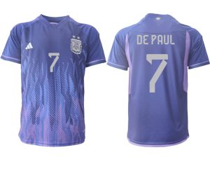 Moški Nogometni dresi Argentina Gostujoči SP 2022 Kratek Rokav DE PAUL 7