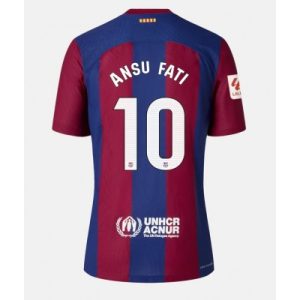 Ženski Nogometni dresi Barcelona Domači 2023-24 Kratek Rokav Ansu Fati 10