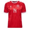 Moški Nogometni dresi Danska Domači EM 2024 rdeča Kratek Rokav Mikkel Damsgaard 14-1