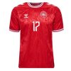 Moški Nogometni dresi Danska Domači EM 2024 rdeča Kratek Rokav Victor Kristiansen 17-1