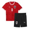 Otroški Nogometni dresi Avstrija Domači EM 2024 rdeča Kratek Rokav + Črna Kratke hlače David Alaba 8-1