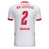 Moški Nogometni dresi RB Leipzig Domači 2024-25 bela rdeča Kurzarm Mohamed Simakan 2