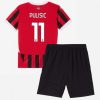 Otroški Nogometni Dresi Kompleti za otroke AC Milan Domači 2024-25 rdeča črna Christian Pulisic 11