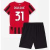 Otroški Nogometni Dresi Kompleti za otroke AC Milan Domači 2024-25 rdeča črna Strahinja Pavlovic 31