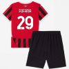 Otroški Nogometni Dresi Kompleti za otroke AC Milan Domači 2024-25 rdeča črna Youssouf Fofana 29