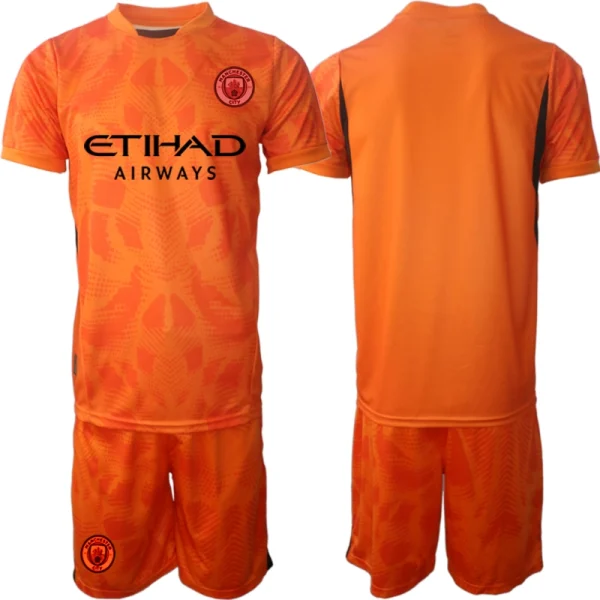 Otroške Nogometnih dresov za otroke Manchester City Vratar 2024-25 oranžna