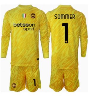 Inter Milan Vratar Gostujoči 2024-25 Nogometni dresi za otroke rumena Yann Sommer 1