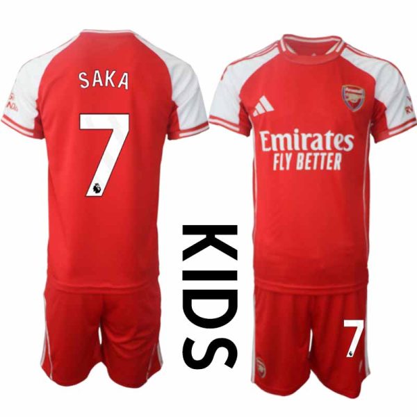 Arsenal Domači 2025-26 Nogometni dresi Kompleti za otroke Bukayo Saka 7