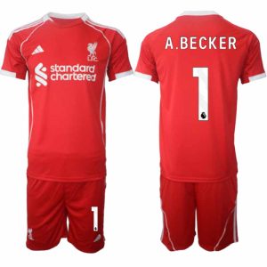 Liverpool Domači 2025-26 Moški Nogometni dresi z imenom Alisson Becker 1