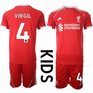 Liverpool Domači 2025-26 Otroški Nogometni dresi z imenom Virgil van Dijk 4