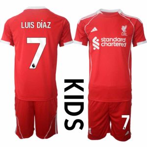 Liverpool Domači 2025-26 Otroški Nogometni dresi z imenom Luis Díaz 7