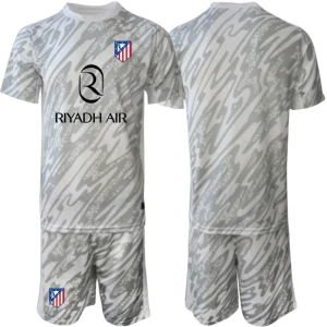 Otroške Nogometnih dresov za otroke Atletico Madrid Vratar 2024-25 siva z imenom
