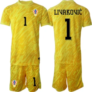 Otroški dresi Hrvaške reprezentance Vratar 2024–25 Rumena – Dominik Livaković 1