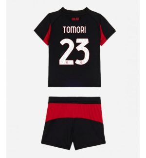 AC Milan Domači 2025-26 Otroški Dresi komplet črna tisk Fikayo Tomori 23