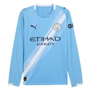 Manchester City Domači 2025-26 Moški Nogometni dresi Dolgi Rokav
