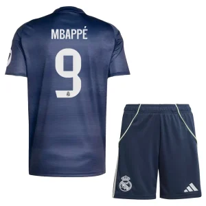 Otroški Nogometni dresi kompleti Real Madrid Gostujoči 2025-26 Kylian Mbappé 9