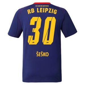 Poceni Benjamin Sesko #30 Nogometni dresi RB Leipzig Gostujoči 2025-2026 Moški