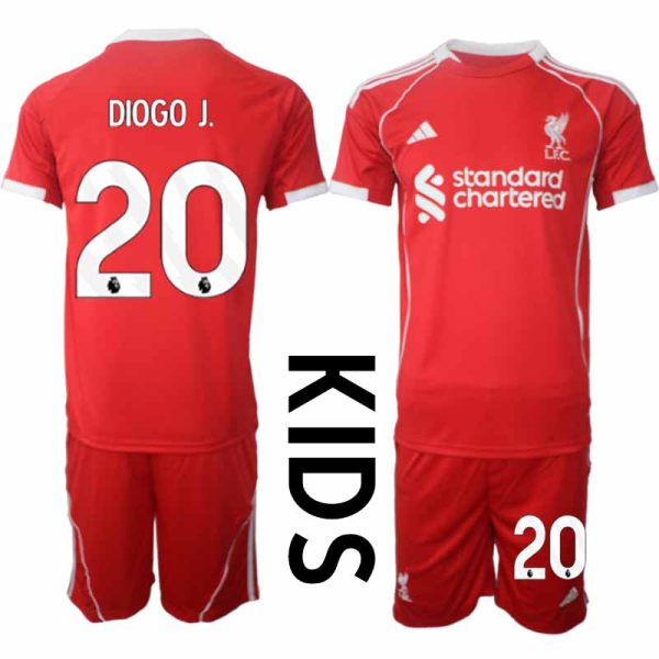 Diogo Jota #20 dresi Liverpool Domači 2025-26 Otroški Nogometni kompleti za otroke