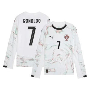 Moške Nogometnih dresov Portugalska Gostujoči 2025-26 bela Cristiano Ronaldo 7