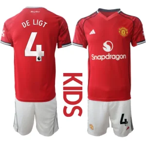 Manchester United Domači 2025-26 Otroški Nogometni dresi komplet Matthijs de Ligt 4
