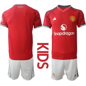 Otroški dresi Manchester United Domači 2025-26 z lastnim tiskom