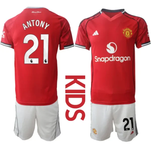 Poceni Otroški dresi Antony #21 Manchester United Domači 2025-26