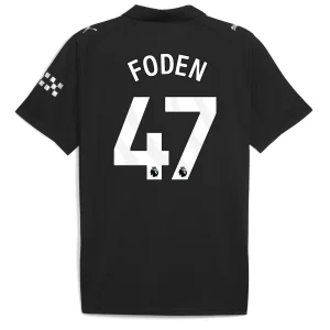 Poceni Nogometni dresi Phil Foden #47 Črna Manchester City Gostujoči 2025-26