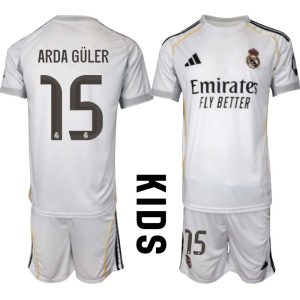 Real Madrid Domači 2025-26 Otroški Nogometni dresi Kompleti Arda Güler 15