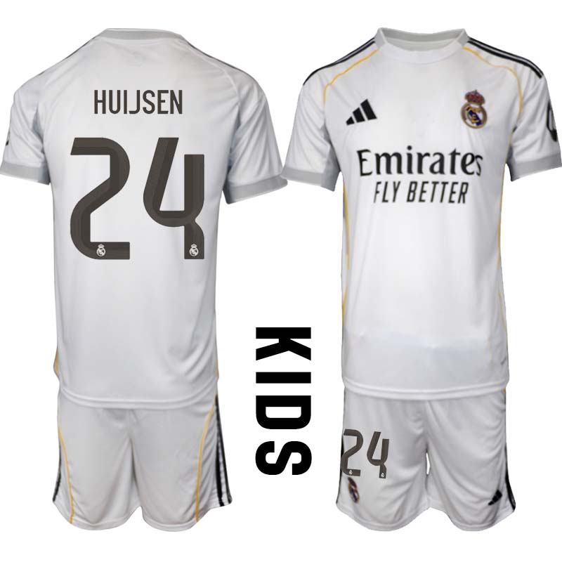 Nogometni dresi za otroke Real Madrid Domači 2025-26 Dean Huijsen 24