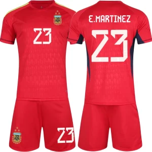 Otroški nogometni dresi Argentina 2025-26 - Rdeč komplet Martinez